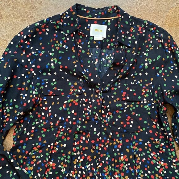 Anthropologie
maeve Wynwood black multi dot button down front blouse top - Picture 4 of 9